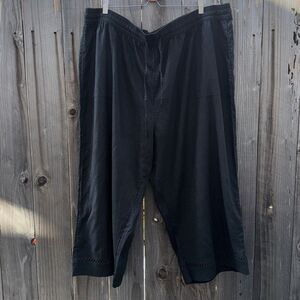 Joie Green Plus Size Linen Blend Wide Leg Cropped Pants Black Size 3X